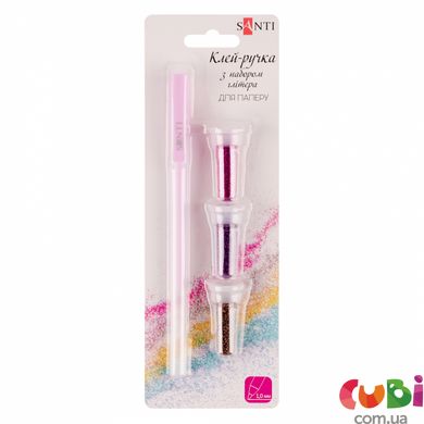 Клей-ручка Santi с набором глитера (фиолетовый, розовый, бронза)