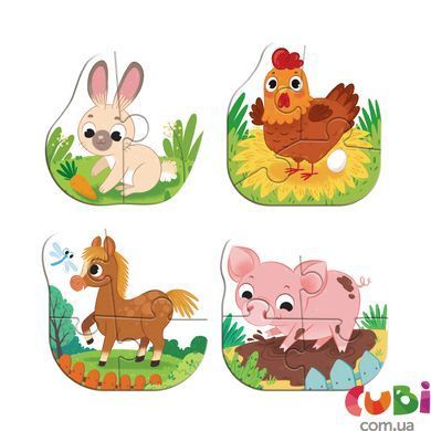 Пазл 4 в 1 &laquo;Baby puzzle. Сільські тварини&raquo; 2-3-4-4 елементи, 300686, Різнобарвний