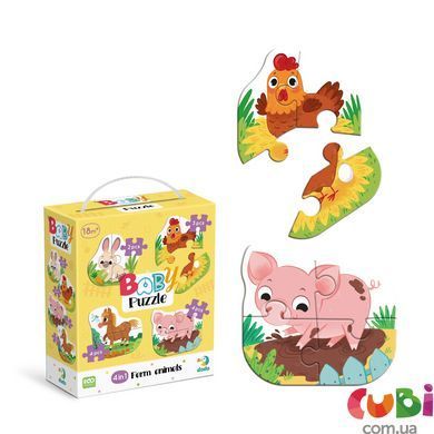 Пазл 4 в 1 &laquo;Baby puzzle. Сільські тварини&raquo; 2-3-4-4 елементи, 300686, Різнобарвний