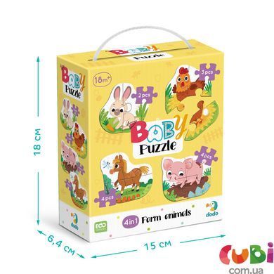 Пазл 4 в 1 &laquo;Baby puzzle. Сільські тварини&raquo; 2-3-4-4 елементи, 300686, Різнобарвний
