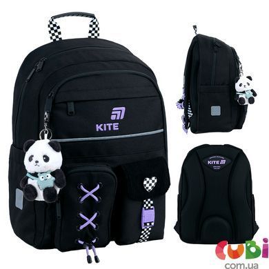 Рюкзак шкільний Kite Education Panda Love (K26-584M-2), Чорний