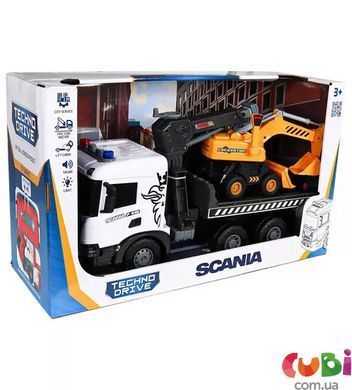 Игровой набор серии "Super Big Truck" &ndash; АВТОКРАН SCANIA С ЭКСКАВАТОРОМ (свет, звук)