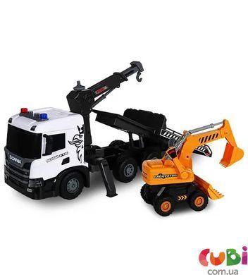 Игровой набор серии "Super Big Truck" &ndash; АВТОКРАН SCANIA С ЭКСКАВАТОРОМ (свет, звук)