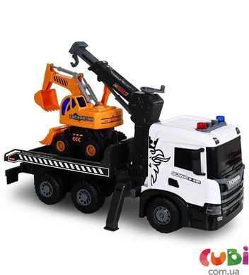 Игровой набор серии "Super Big Truck" &ndash; АВТОКРАН SCANIA С ЭКСКАВАТОРОМ (свет, звук)