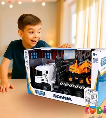 Игровой набор серии "Super Big Truck" &ndash; АВТОКРАН SCANIA С ЭКСКАВАТОРОМ (свет, звук)