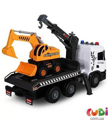 Игровой набор серии "Super Big Truck" &ndash; АВТОКРАН SCANIA С ЭКСКАВАТОРОМ (свет, звук)