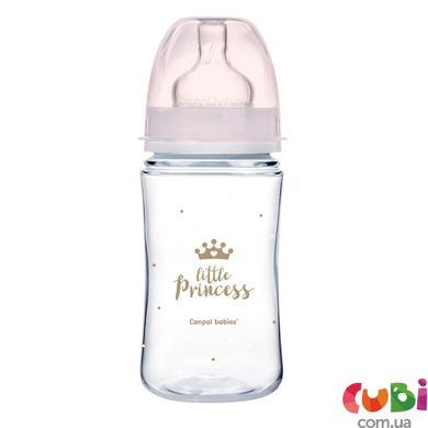 Пляшка антиколікова з широким отвором 240 мл PP Easystart Royal baby рожева (35/234_pin) Canpol babies