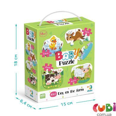 Пазл 4 в 1 Baby puzzle. День на ферме&raquo; 2-3-4-4 элемента ,300687, Різнобарвний