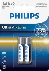 Батарейка Philips Ultra Alkaline щелочная AAA блистер, 2 шт, LR03E2B 10