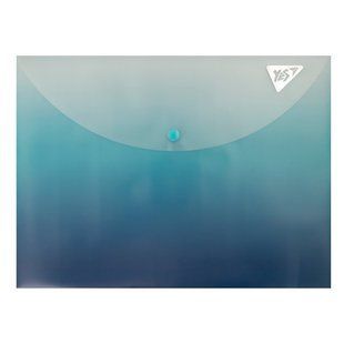 Папка-конверт Yes А4 на кнопке Fusion, сине-голубая