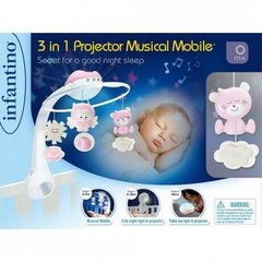 Мобиль музыкальный с проектором 3 в 1, розовый, (004914I) INFANTINO