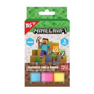Крейда кольорова Yes "Minecraft", 3 штук, JUMBO (400552)