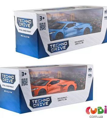 Автомодель - CHEVROLET CORVETTE Z06 2023 (оранжевый, светло-голубой)