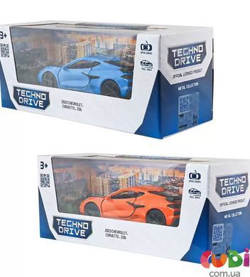 Автомодель - CHEVROLET CORVETTE Z06 2023 (оранжевый, светло-голубой)
