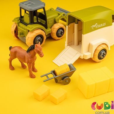 Игровой набор OTAMANKO Веселый хутор (трактор, грузовик, прицеп, фермер, лошадь, овечка) разноцветный, 8827, Різнобарвний