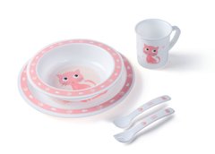 Набор посуды пластиковый столовый Cute Animals - котик (4/401_pin)