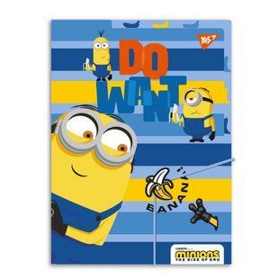 Папка YES А4 c 3 разделителями на резинке Minions (492100)