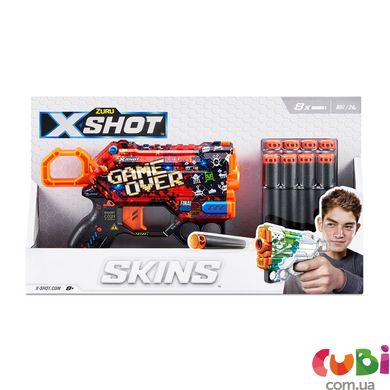 Швидкострільний бластер X-SHOT Skins Menace Game Over (8 патронів), 36515B