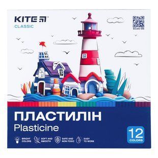 Пластилін, 12 кольорів, 240 г. Kite Classic (K-1086)