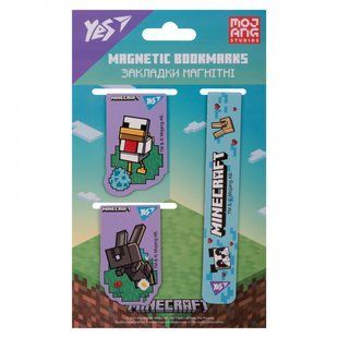 Закладки магнитные Yes "Minecraft.Spring", 3 шт, голубые (708344)