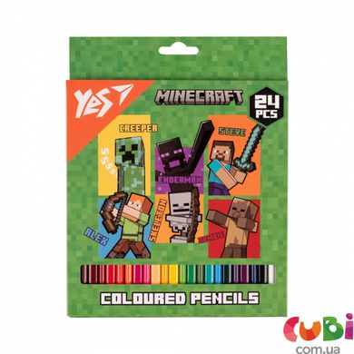 Карандаши цветные Yes 24 цв. "Minecraft. Heroes"