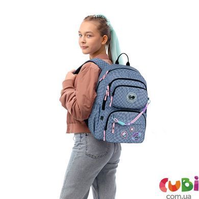 Рюкзак шкільний GoPack Education Pixel Mood GO26-120M-2, сірий, принт