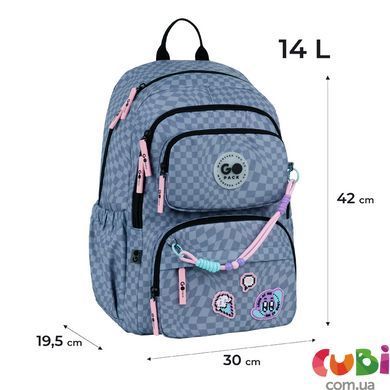 Рюкзак шкільний GoPack Education Pixel Mood GO26-120M-2, сірий, принт