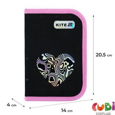 Пенал без наповнення Kite Love is K25-622-3, 1 відділення, 2 відворота, комбінований