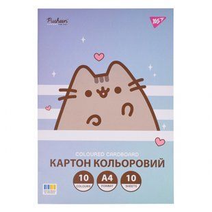 Картон цветной односторонний Yes "Pusheen", 10 листов, А4, папка (955463)