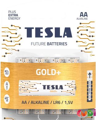 392257 Щелочные батарейки TESLA Batteries 1.5V AA LR06 GOLD+ блистер-4шт. в упаковке