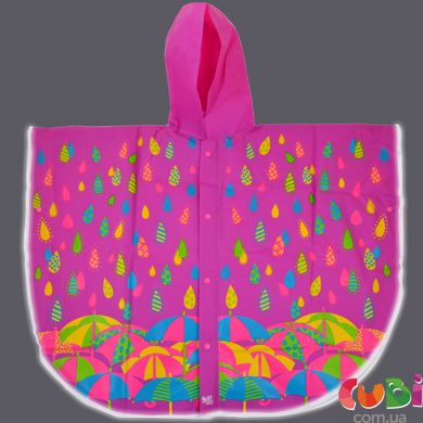 Дощовик-пончо YES зі світловідбиваючим кантом «Яскраві парасольки» (706944), Рожевий
