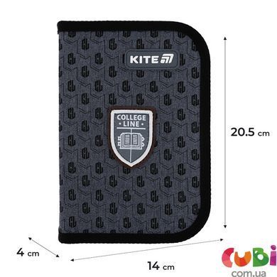 Пенал без наповнення Kite College Line Хлопчик K25-622-2, 1 відділення, 2 відвороти, комбінований