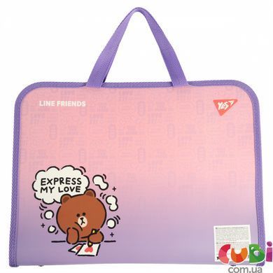 Папка портфель Yes FC на молнии с тканевыми ручками "Line Friends" (492315)