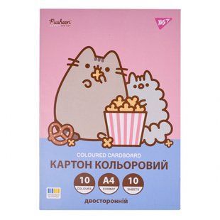 Картон цветной двусторонний Yes "Pusheen", 10 листов, А4, папка (955464)