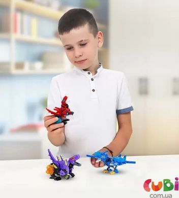 Динозавр-трансформер DINOSTER - ЧЕРВОНИЙ РАПТОР-БОТ (бокс для зберігання), комбінований