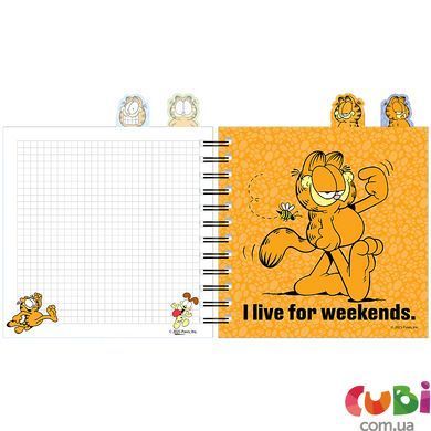 Блокнот з розділювачами на спіралі Garfield (GF26-278), 80 аркушів, клітинка, пластикова обкладинка