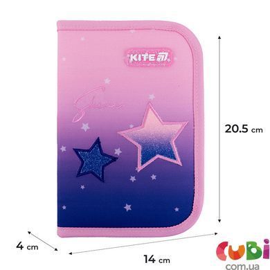 Пенал без наповнення Kite Sparkling K25-622-1, 1 відділення, 2 відвороти, комбінований