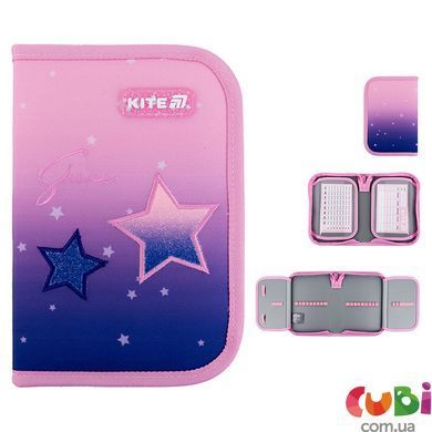 Пенал без наповнення Kite Sparkling K25-622-1, 1 відділення, 2 відвороти, комбінований
