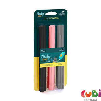 Набір стрижнів для 3D-ручки 3Doodler Start - МІКС (75 шт: чорний, рожевий, сірий), черный, розовый, серый