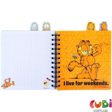 Блокнот з розділювачами на спіралі Garfield (GF26-278), 80 аркушів, клітинка, пластикова обкладинка
