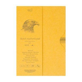 Склейка для ескізів в папці AUTHENTIC (Kraft) А4 90г/м2 60л коричневий колір SM-LT Art