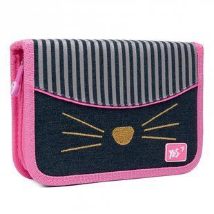 Пенал жесткий YES одинарный с двумя клапанами HP-04 Kittycon, комбинированый