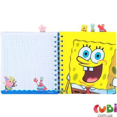 Блокнот з розділювачами на спіралі Sponge Bob (SB26-278), 80 аркушів, клітинка, пластикова обкладинка