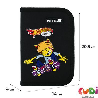 Пенал без наповнення Kite Hot Wheels Скейт HW25-622-2, 1 відділення, 2 відвороти, комбінований