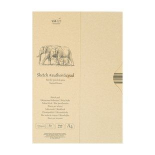 Склейка для ескізів у папці AUTHENTIC А4 135г/м2 80л коричневий колір SM-LT Art