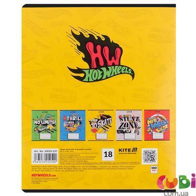 Тетрадь школьная Kite Hot Wheels, 18 листов с линия, HW25-237