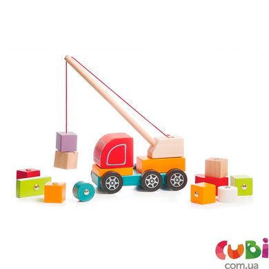 Деревянная игрушка CUBIKA Машинка Автокран (13982)