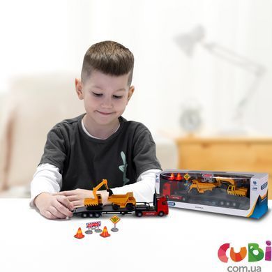 Игровой набор - АВТОПЕРЕВОЗЧИК (автоперевозчик, самосвал, экскаватор, акс.) (541757.270), комбинированый