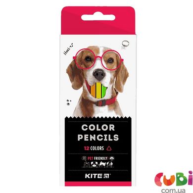 Олівці кольорові тригранні, 12 шт. Kite Dogs
