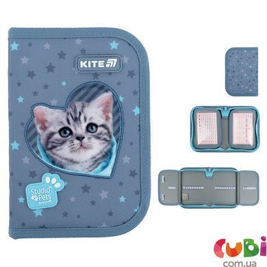 Пенал без наповнення Kite Studio Pets SP25-622-3, 1 відділення, 2 клапани, комбінований